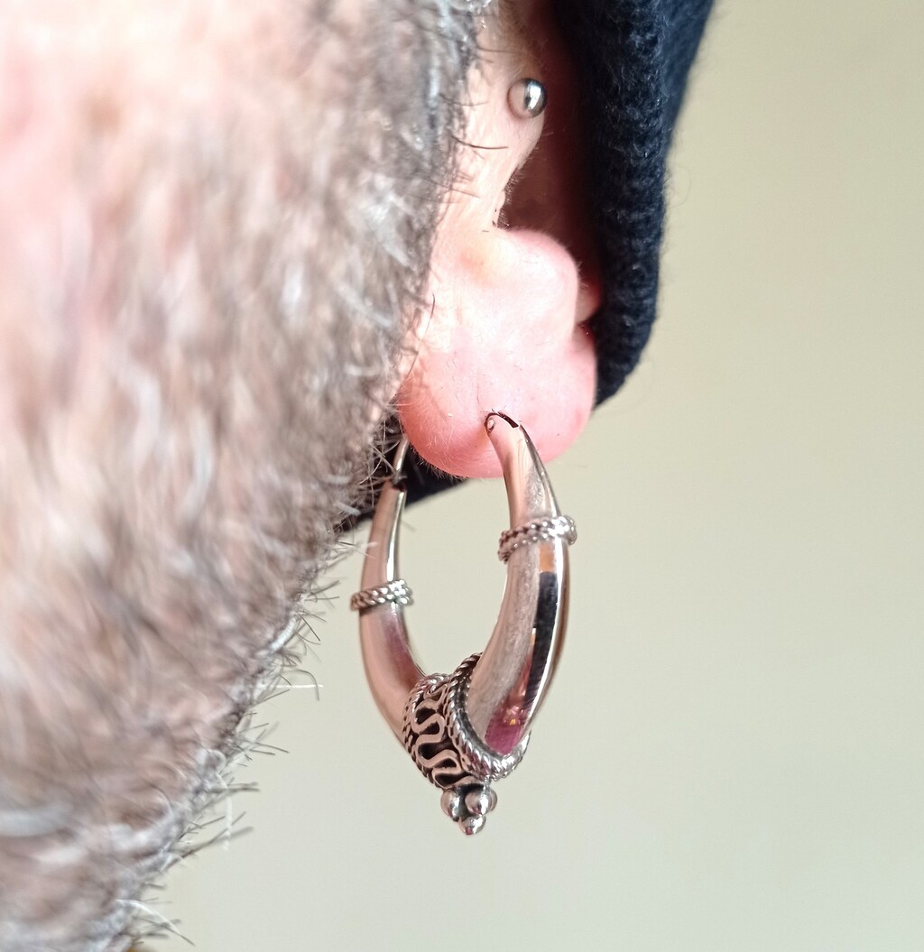 Orecchini A Cerchio In Argento Sterling 925 Con Filigrana Classica – Larghezza 7 Mm