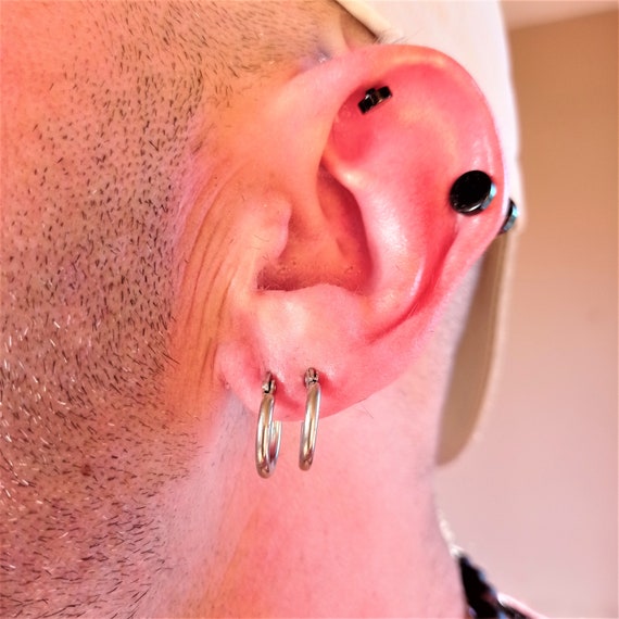 Stainless Steel Hoop 15 Mm With Pin Earring Hoop for Men Steel