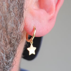 Hoop earring with star in Sterling Silver with 18 karat gold