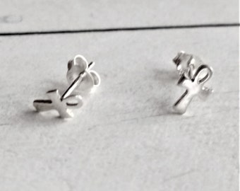 Orecchini in argento 925 ‰ a catenina con croce ankh da 6 cm