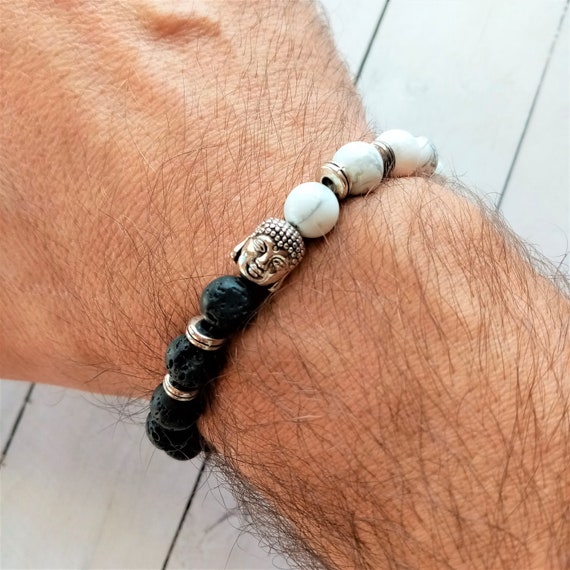 Douvei Mens Lava Stone Buddha Beaded Bracelet Lucky Yoga India | Ubuy