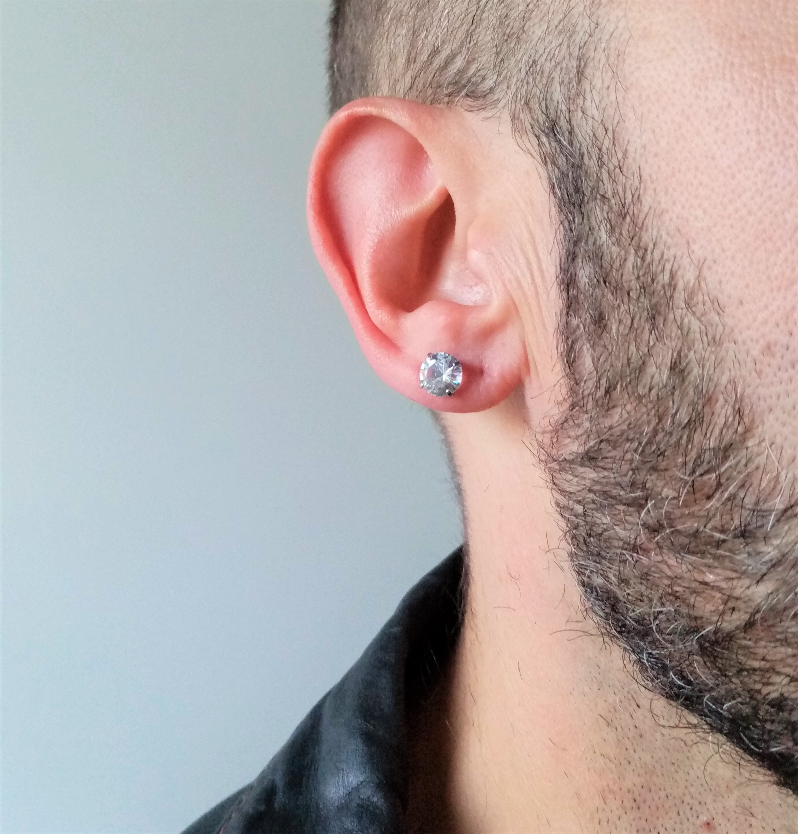 6MM Zircon Cubique - Noir Clous D'oreille - Boucles D'oreilles Homme