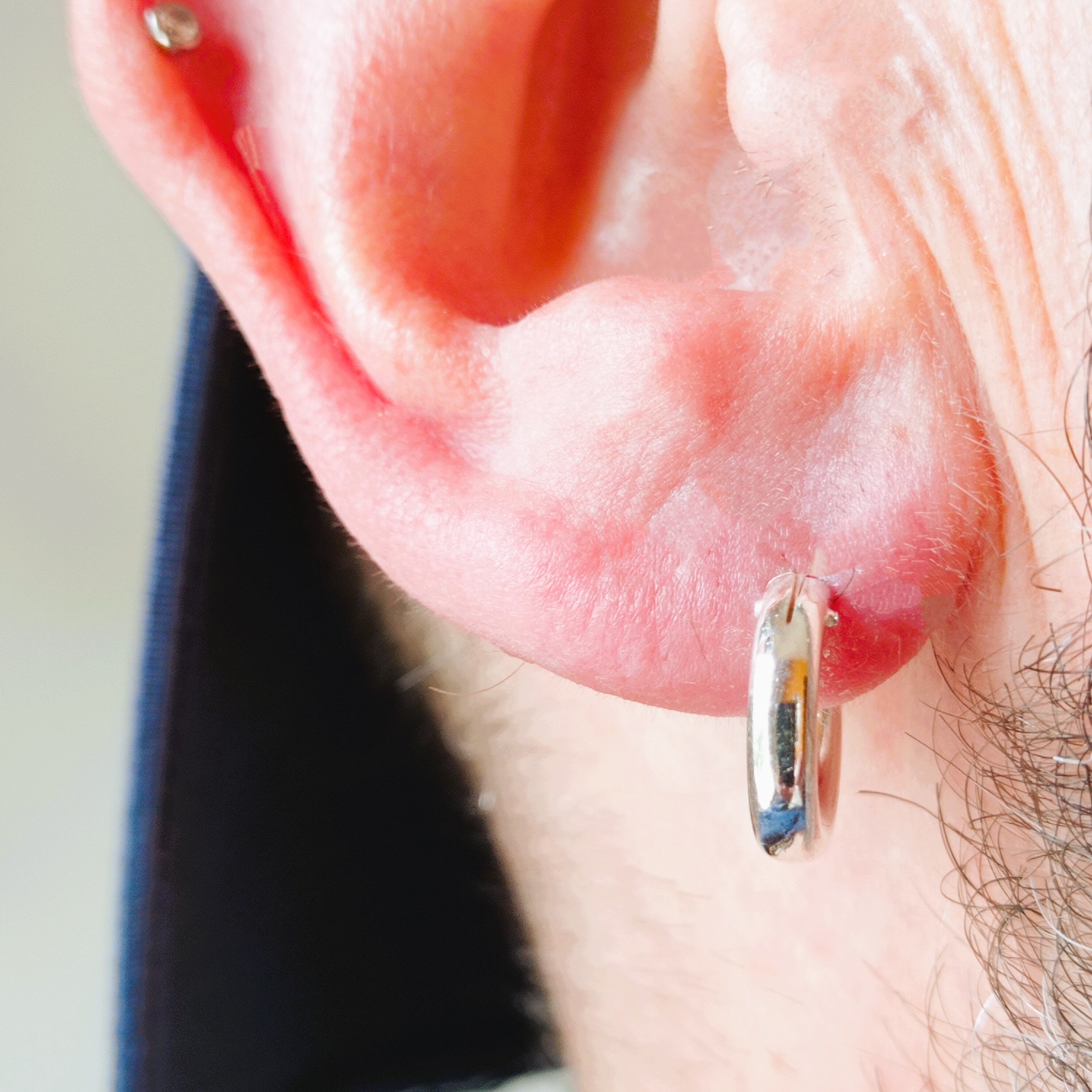 Orecchini Cerchio Liscio Mm 21 Sezione Canna Mm 3 In ARGENTO 925 Galvanica Rodio - Foto 9