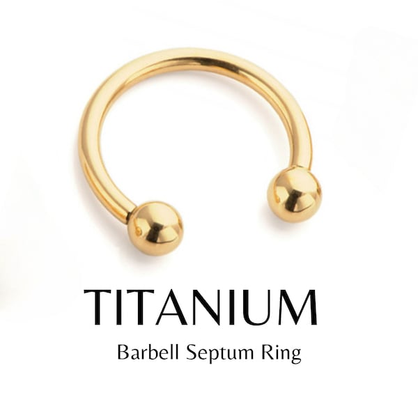 Externally Threaded Implant Grade Titanium Gold Horseshoe Circular Barbell 16G 14G Septum Ring Nose Piercing Hoop