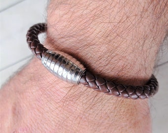 Braccialetto Uomo/Donna In Vera Pelle Intrecciata – Blu – Chiusura In Acciaio Inox – COOLSTEELANDBEYOND