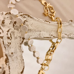 Half Chain half pearl necklace with initial
