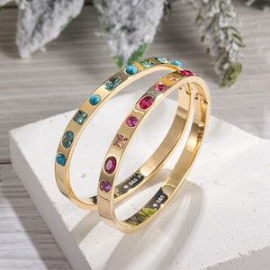 Gold Stainless Steel Bracelet with Crystals