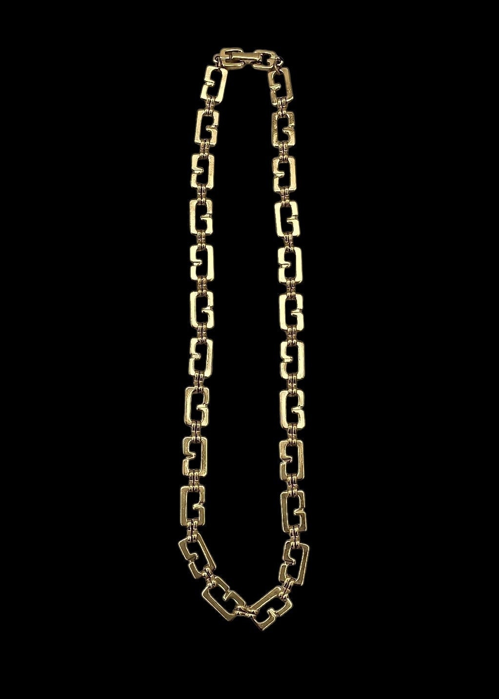 Vintage Givenchy GG Gold Plated Herringbone Chain Necklace