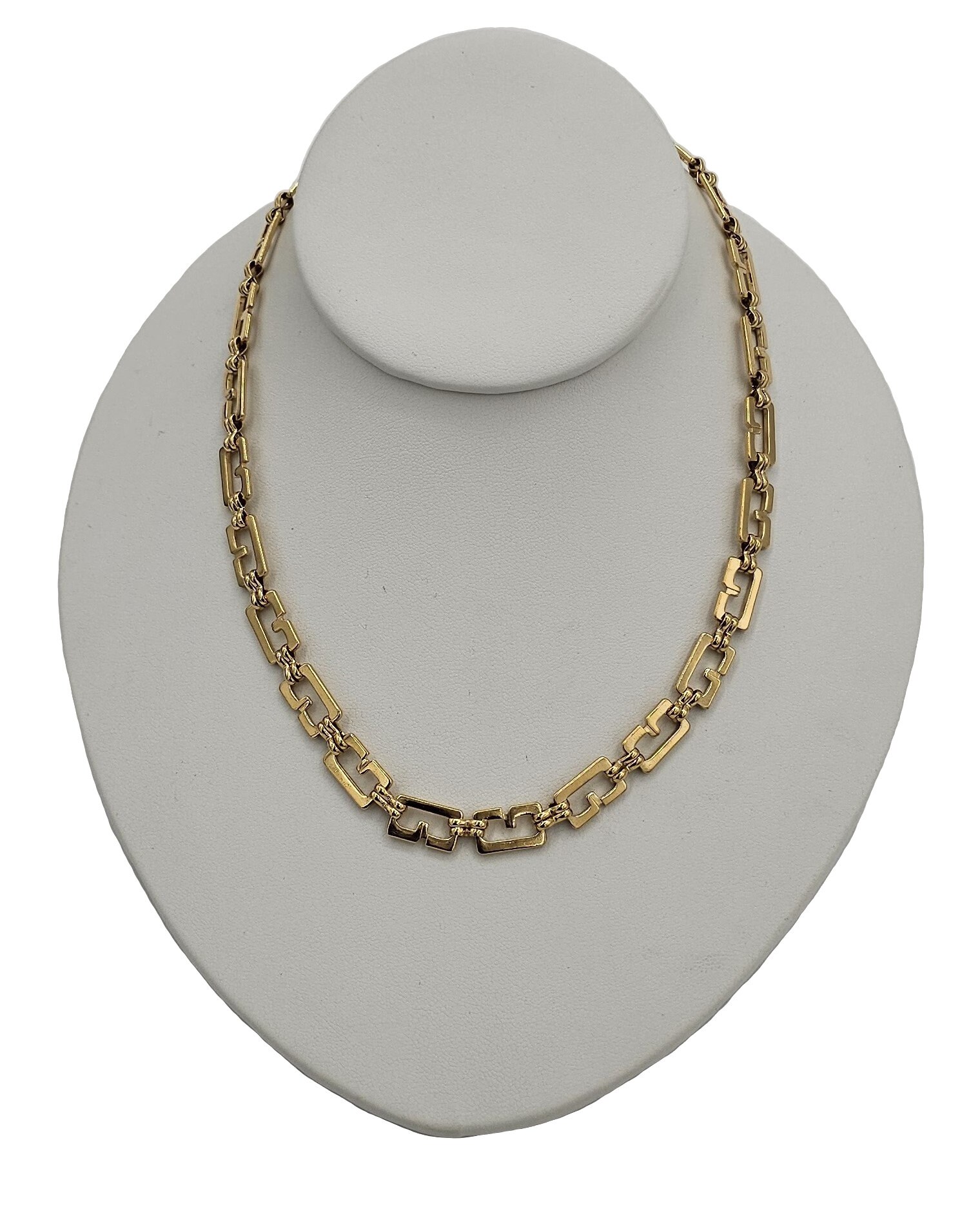 Vintage Givenchy GG Gold Plated Herringbone Chain Necklace