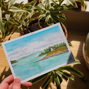 Lubec, Maine Watercolor Painting Print Lighthouse, Ocean