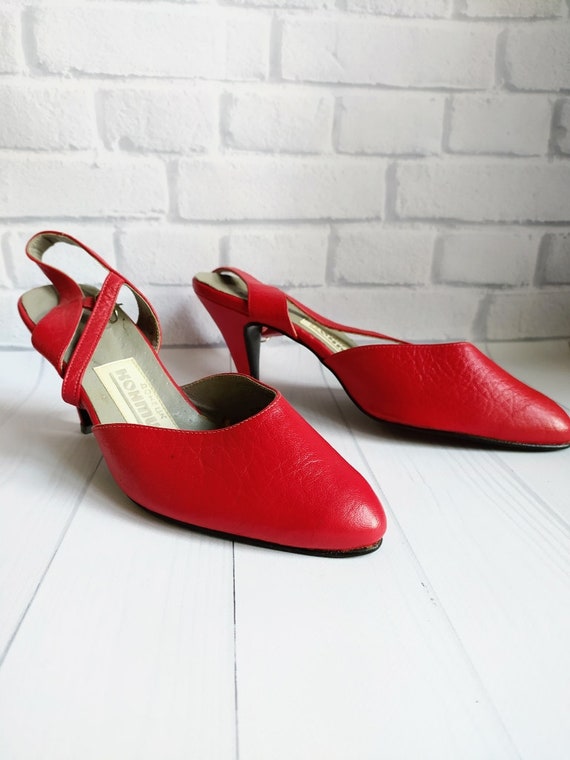 Vintage red shoes, Soviet women shoes, Red summer