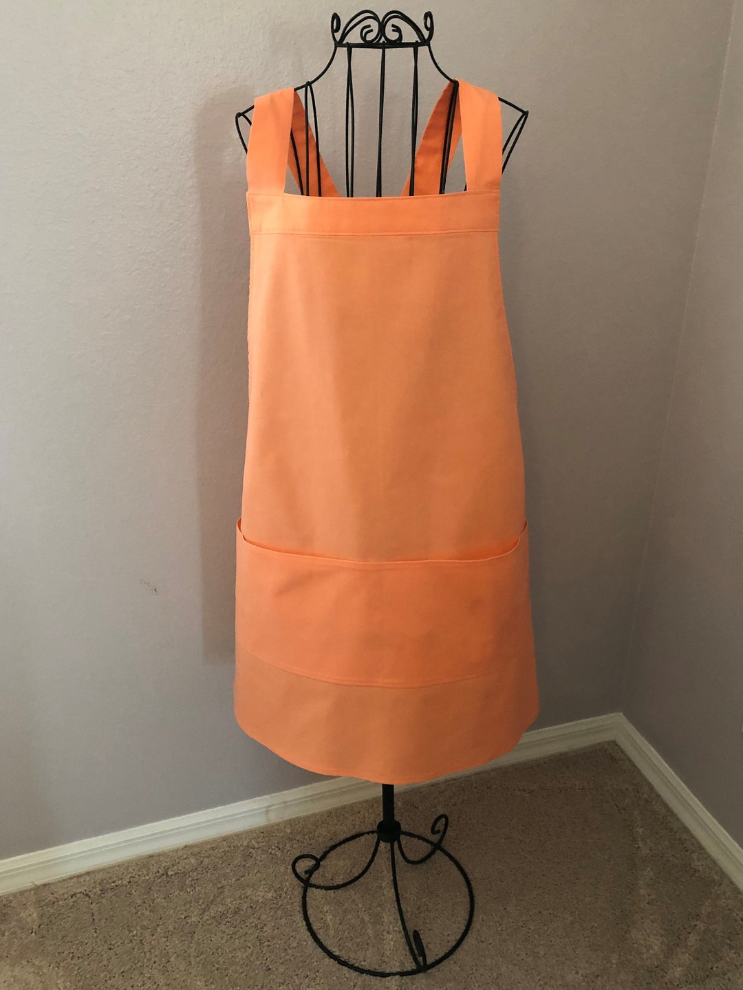 Cross Back Apron/smock, Cross Back Straps Knee Length Etsy