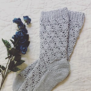 Handknitted Organic  Slouchy Thick Socks, Wool/Cotton, Fits Women&#39;s Size 6-7, Handmade Socks, Handcrafted