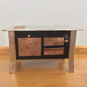Vintage Metal Dollhouse German Style Stove, Miniature Metal Stove, Dollhouse, Miniatures