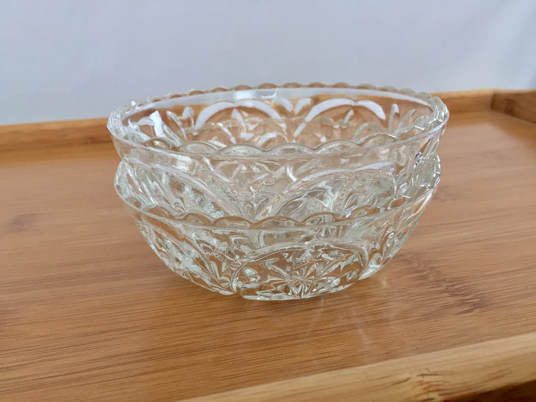 Set of 2 Vintage Cut Glass Fruit Bowls, 1970's, Cut Glass, Vintage