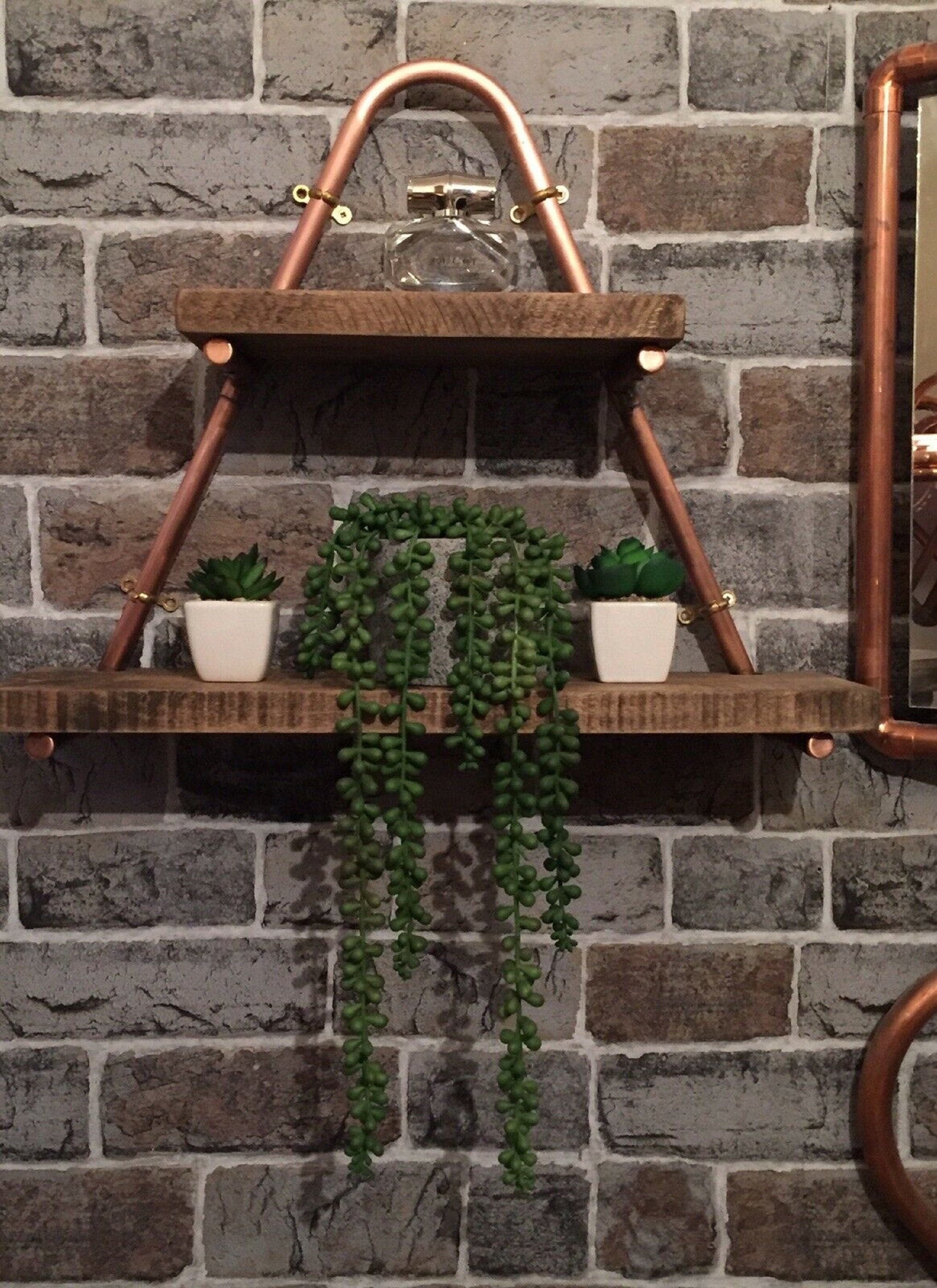 Copper Pipe piping 2 tier Shelf Shelving Wood Steampunk Etsy