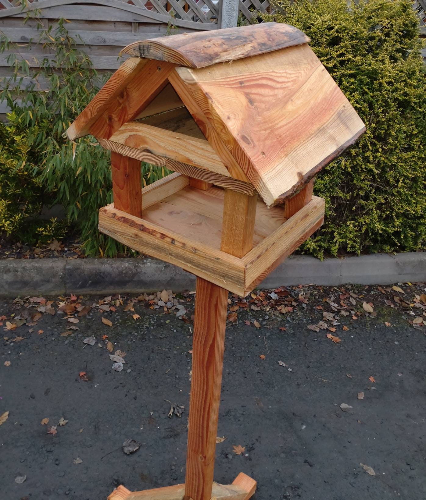 Rustic Natural Wood Heavy Duty Free Standing Bird Table House Etsy UK