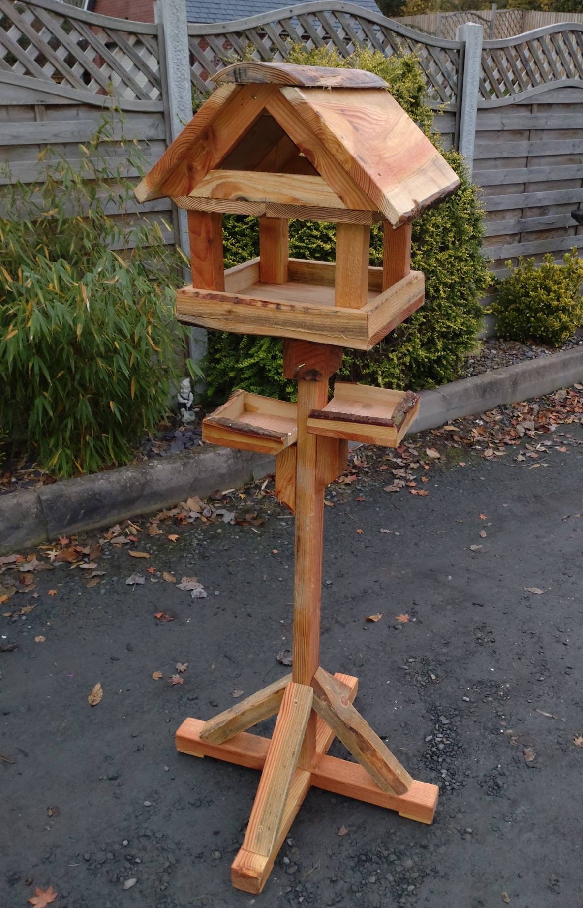 Rustic Natural Wood Heavy Duty Free Standing Bird Table House Etsy UK