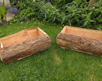 Wood Log Planter - Etsy UK