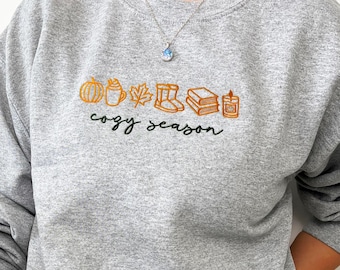 Embroidered Cozy Season Sweatshirt: Cute Fall Crewneck