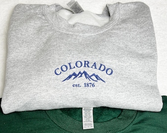 Colorado Embroidered Sweatshirt, Mountain Crewneck