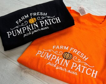 Embroidered Farm Fresh Pumpkin Patch Sweatshirt, Fall Sweater, Gift Ideas