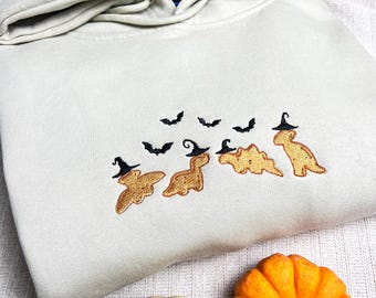 Embroidered Halloween Sweatshirt, Dino Chicken Nuggets Crewneck