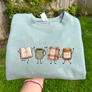 Book Lover Sweatshirt, Reading Sweatshirt, Cozy Fall Sweatshirt, Bookworm Gift, Coffee Blanket Candle Shirt, Reader Gift