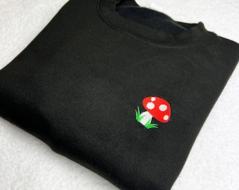 Mushroom Embroidered Sweatshirt, Unisex Jumper