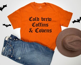 Halloween Shirt, Cold Brew Coffins & Covens, Pastel Goth