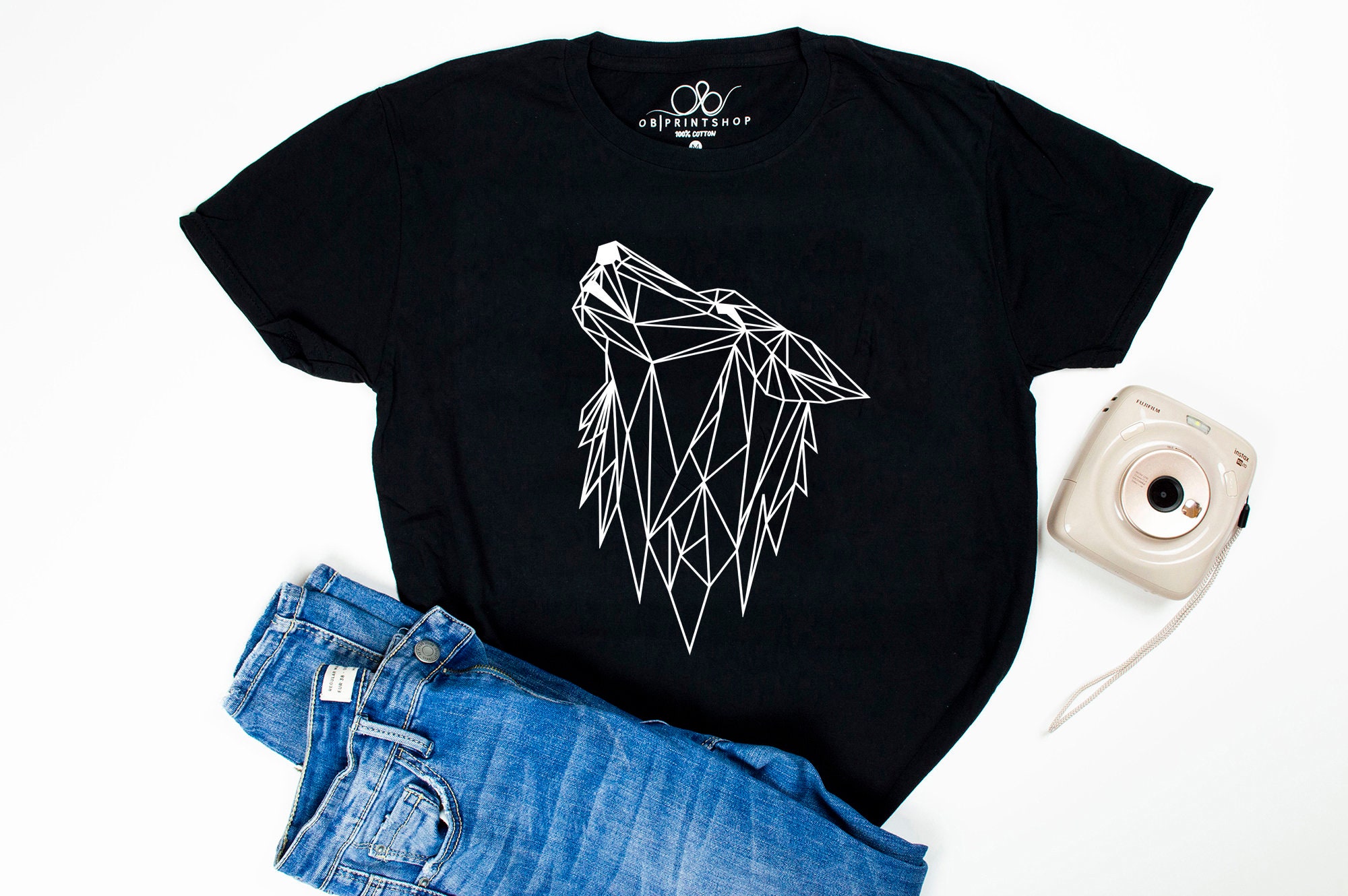 Geometric Wolf Tshirt Howling Wolf Wolf Shirt Unisex White Etsy UK