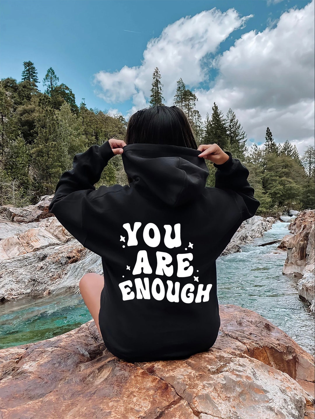 You Are Enough Hoodie Mental Health Hoodie Words on Back Etsy Hong Kong