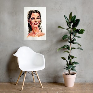Fine Art Painting Print – Dark-Haired Woman Portrait | Original Artwork Print