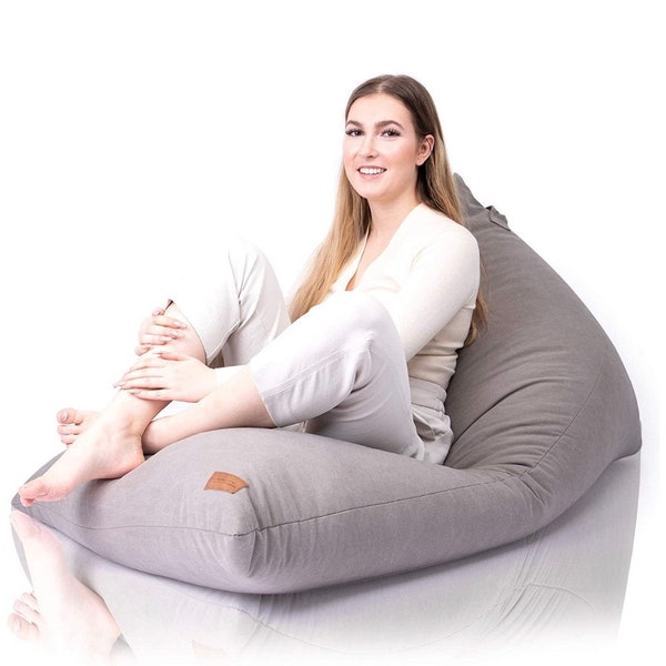 Puff moderne avec remplissage inclus type Bean Bag - Pouf géant de design exclusif pour salon - Pouf POUR enfants XXL Gris clair