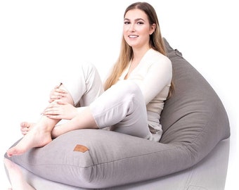 Sitzsackbezug ohne Füllung inklusive – Moderner Riesensitzsack mit exklusivem Design für das Wohnzimmer – XXL-Kindersitzsack Hellgrau