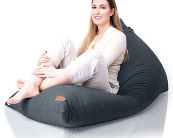 Funda de puff moderno sin relleno incluido tipo Bean Bag Chair - Pouf gigante de diseño exclusivo para Salon - Puf Infantil XXL Gris