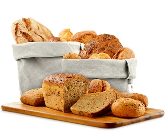Set de 3 paneras para guardar el pan en papel kraft lavale ecofriendly - Cestas multiusos para pan, fruteros modernos o decoración baño