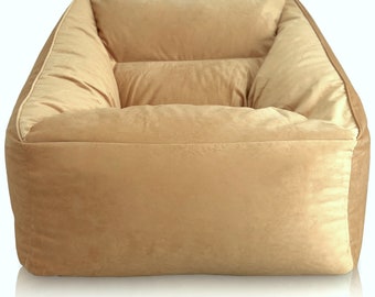 Luxuriöses Samt-Wohnzimmer-Puff-Sofa – XXL-Designer-Pouf mit Füllung inklusive – moderner Sitzsack