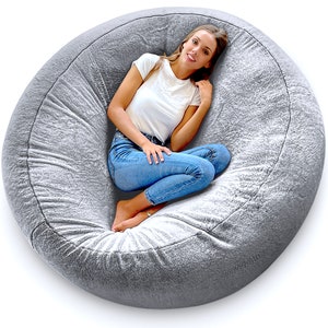 Modern XXL Giant Bean Bag - Living Room Bean Bag with Filling Included for Gamer or Teen Room Decoration - Gray Bean Bag