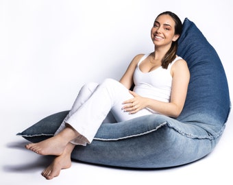 Modern bean bag with filling included Bean Bag type - Giant bean bag with exclusive design for Living Room - Children's bean bag XXL Light gray