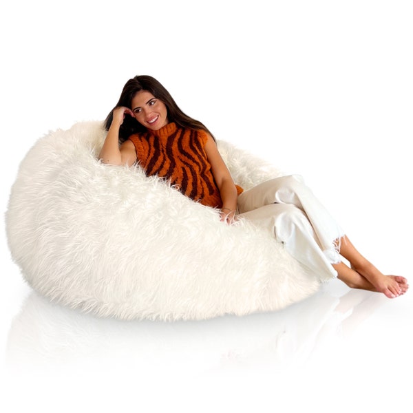 Puff Gigante XXL Moderno 130 cm - Puf Salon con Relleno Incluido para Gamer o Decoracion Habitacion Adolescente - Bean Bag Blanco