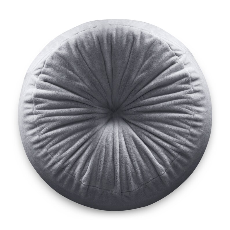 Puff gigante XXL interior gamer salon adulto joven diseño moderno suave algodón piel de conejo gris