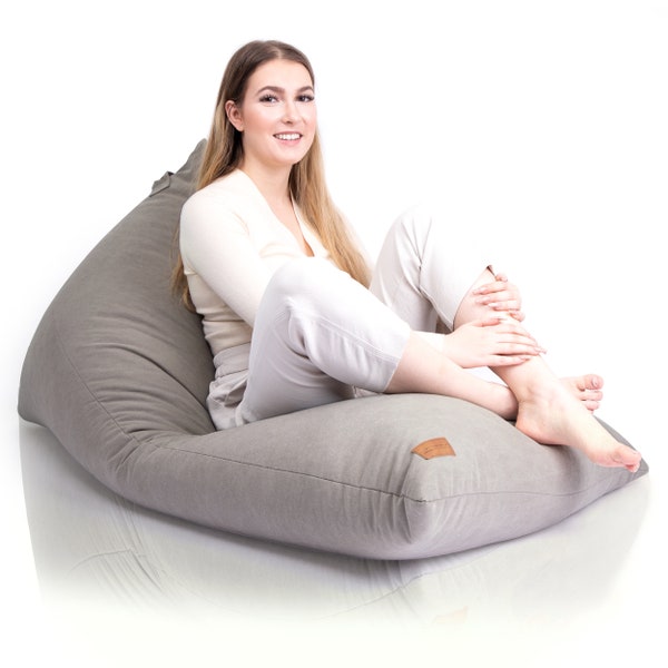 Funda de puf moderno sin relleno - LIQUIDACIÓN DE STOCK - Bean bag gigante xxl de diseño exclusivo para Salon gris