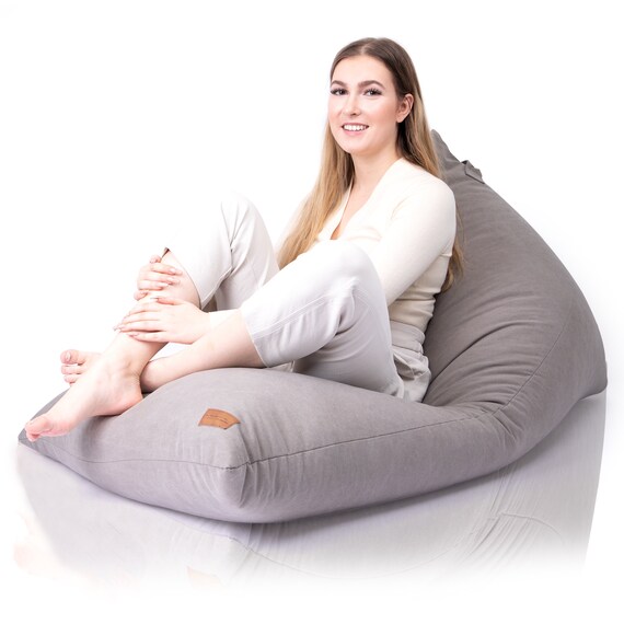 Poltrona moderna a sacco per adulti con imbottitura inclusa Soffio gigante  di design per Salone Pouf per bambini XXL Grigio -  Italia