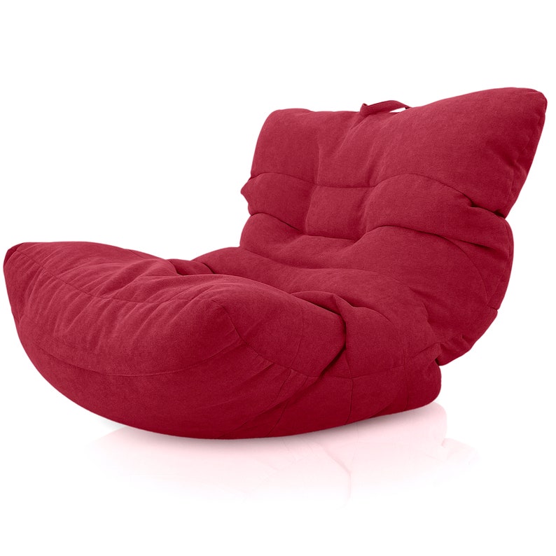 Puff de salón para adulto o joven Bean Bag de diseño adolescente o Gamer Puf XXL con relleno para decoración habitación Czerwony