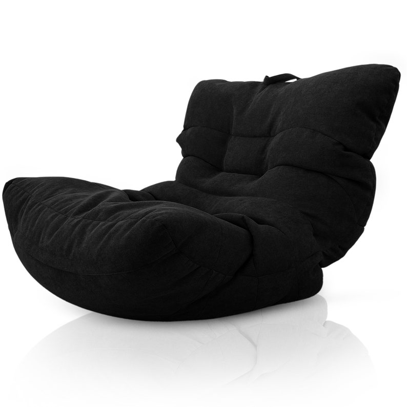 Puff de salón para adulto o joven Bean Bag de diseño adolescente o Gamer Puf XXL con relleno para decoración habitación Czarny