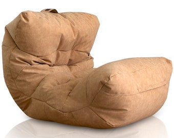 Pouf lounge pour adulte ou jeune en cuir synthétique - Pouf design - Pouf XXL avec rembourrage pour décoration chambre ado