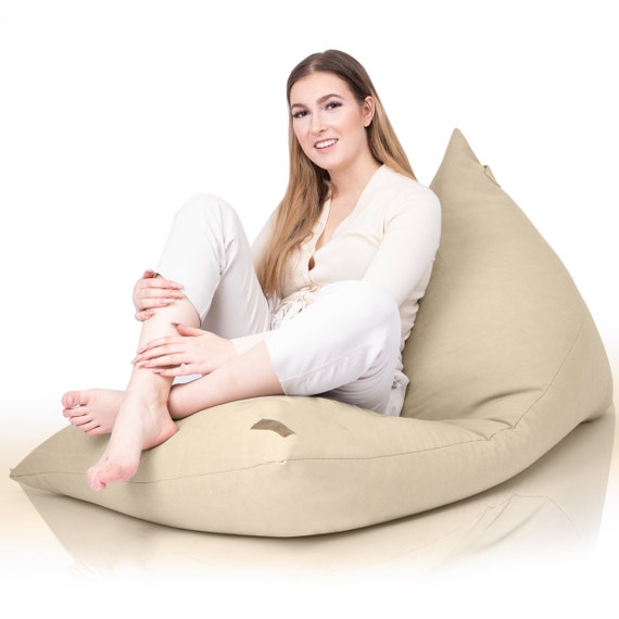 Modern Pouf With Padding Included for Young People Bean Bag Chair Giant  Design Exclusive for Salon Puff XXL Beige 