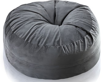 Pouf géant XXL moderne - Pouf de salon avec remplissage inclus pour décoration de chambre de joueur ou d'adolescent - Pouf gris