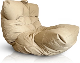 Puff de salón para adulto o joven en cuero sintético - Bean Bag Chair de diseño - Puf XXL con relleno para decoración habitación Adolescente